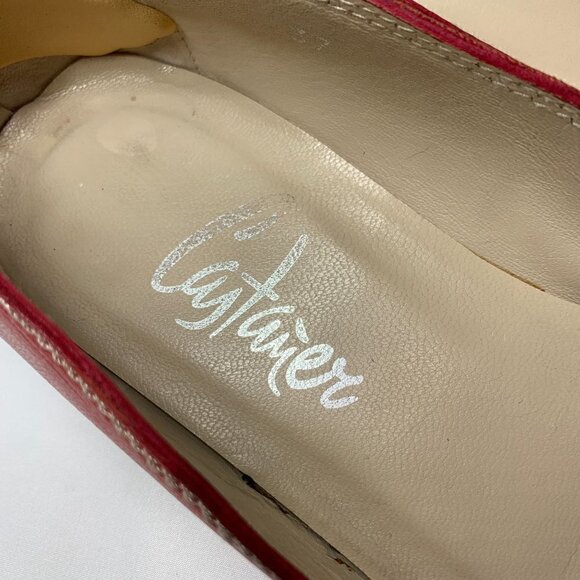 Castaner Square Toe Block Heel Flats With Ties - Red Leather, Size EU 37/US 6.5 - Picture 5 of 12